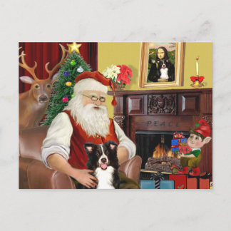 Cartão Postal De Festividades Collie de Borda do Papai noel