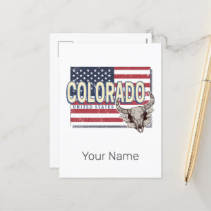 Cartão Postal De Festividades Colorado United States Retro State Map Vintage EUA