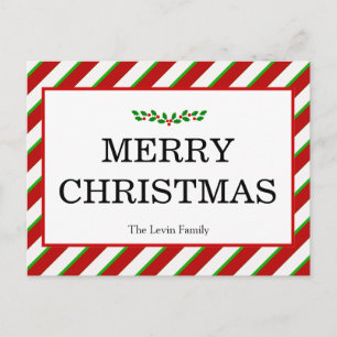 Cartão Postal De Festividades Colorful Classic Merry Christmas Holiday Postcard