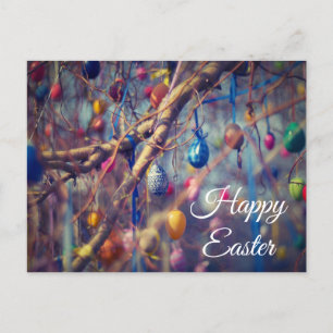 Cartão Postal De Festividades Colorful Easter Egg Tree Personalized Postcard