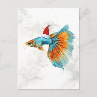 Cartão Postal De Festividades Colorful Guppy Fish Christmas
