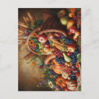 Cartão Postal De Festividades Colorida/Ação de Graças/Cornucopia/Queda