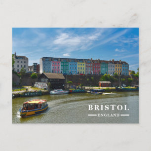 Cartão Postal De Festividades Coloridas casas térreas à beira-mar em Bristol