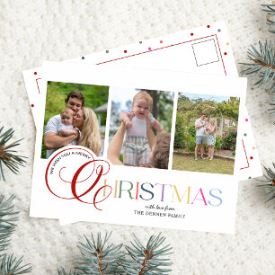 Cartão Postal De Festividades Colorido Moderno Feliz Natal Script 3-Foto
