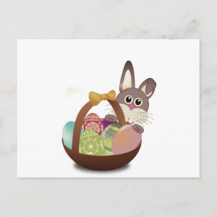 Cartão Postal De Festividades Colourful Easter Bunny And Eggs Holiday Postcard