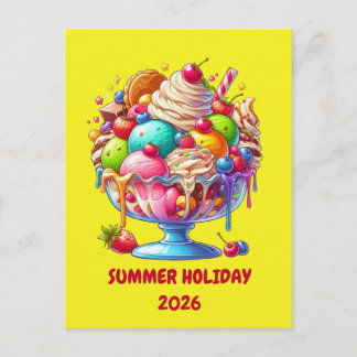 Cartão Postal De Festividades Colourful Ice Cream Sundae – Cute Dessert Illustra