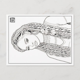 Cartão Postal De Festividades Colouring Post Card | Girl With Da Braidz