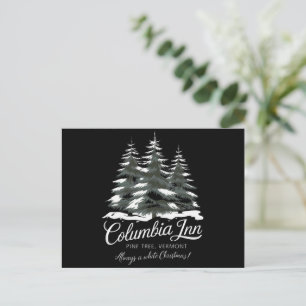 Cartão Postal De Festividades Columbia Inn Pine Tree Vermont Um Natal Branco