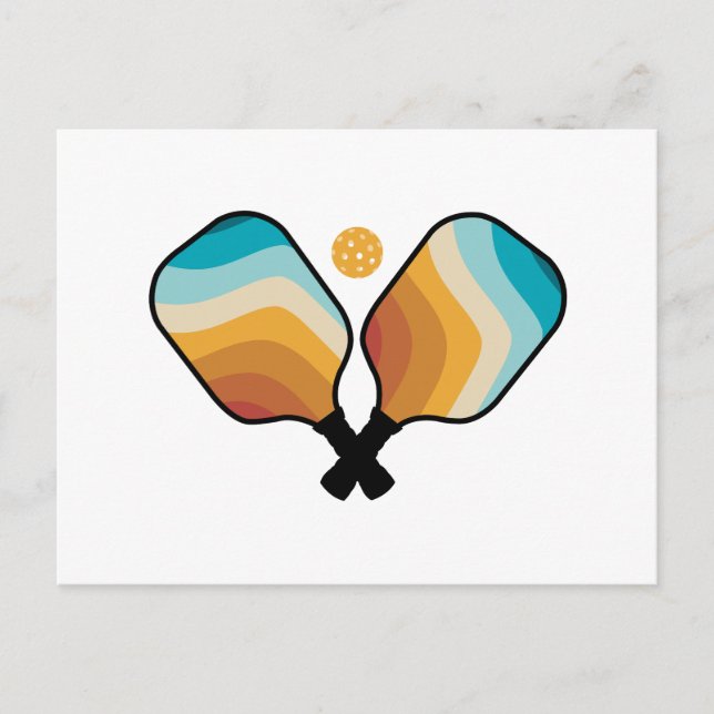 Cartão Postal De Festividades Colunas e Bola de Picleball Retro (Frente)