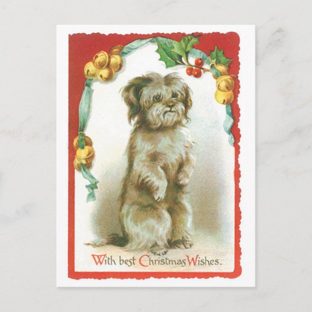 Cartão Postal De Festividades Com melhores desejos do Natal (Frente)