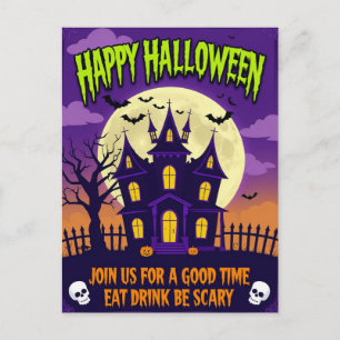 Cartão Postal De Festividades Coma Beba Seja Assustador Festa de Halloween