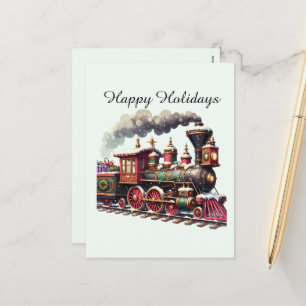 Cartão Postal De Festividades Comboio de mensagens de Natal Festivo