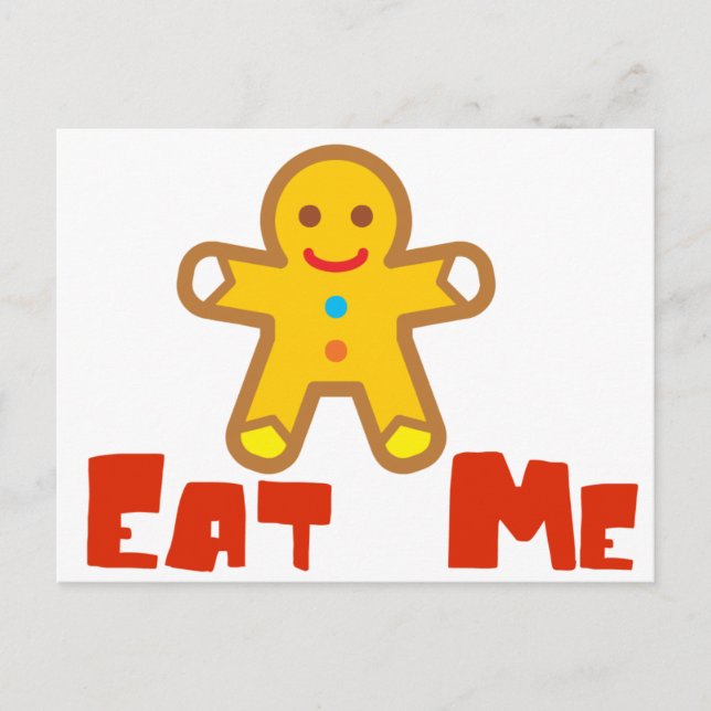 Cartão Postal De Festividades Come-me Gingerbread man Holiday Humor (Frente)