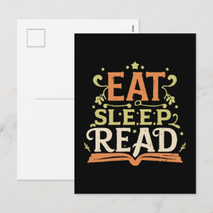 Cartão Postal De Festividades Comer Dormir Ler, Leitura Divertida