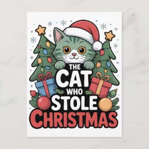 Cartão Postal De Festividades Comfort Colors® Árvore de Natal e Gato 2025