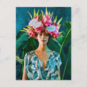 Cartão Postal De Festividades Conceito de Moda de Fruta de Dragões Tropicais