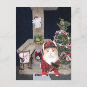 Cartão Postal De Festividades Condo de Gato de Natal Engraçado Personalizável