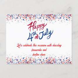Cartão Postal De Festividades Confetti Patriótico 4º da Celebração de julho
