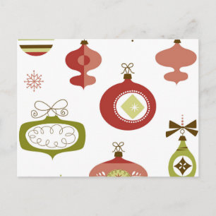 Cartão Postal De Festividades Conjunto de Enfeites de natal Retroativos