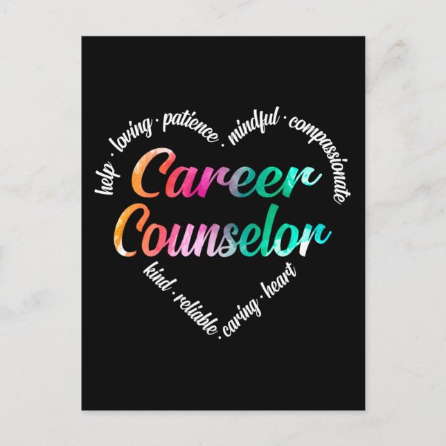 Cartão Postal De Festividades Conselheira de Carreira Coração Palavra-Cloud Wate (Frente)