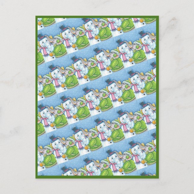 CARTÃO POSTAL DE FESTIVIDADES CONSTRUÇÃO ELEFANTE DE NATAL CHRISTMAS PACHYDERM S (Frente)