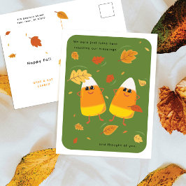 Cartão Postal De Festividades Contando Bênçãos | Candy Corn Verde de Outono