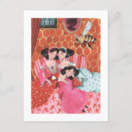 Cartão Postal De Festividades Conto de Fadas | A Rainha Abelha | Rosa