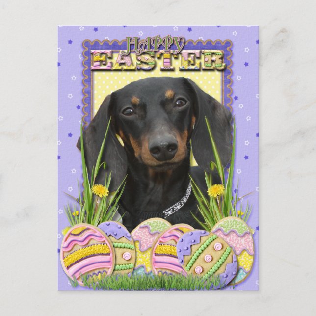 Cartão Postal De Festividades Cookies de Ovos de Páscoa - Dachshund (Frente)
