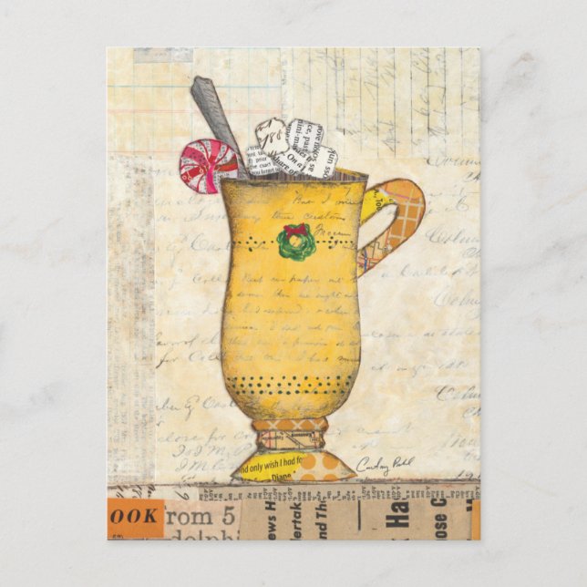 Cartão Postal De Festividades Copo amarelo do feriado (Frente)