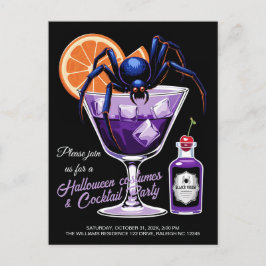 Cartão Postal De Festividades Coquetel de Halloween Viúva Negra