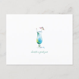 Cartão Postal De Festividades Coquetel tropical de aquarela