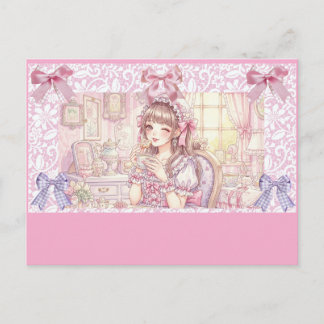 Cartão Postal De Festividades Coquette Tea Time – Pastel Ribbon