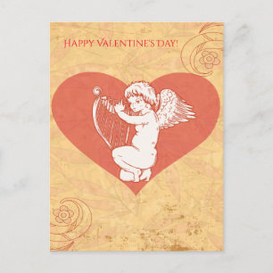 Cartão Postal De Festividades Coração de feliz dia de os namorados Cupido Cupido