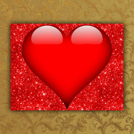 Cartão Postal De Festividades Coração Vermelho, Namorados de Lágrimas Vermelhas