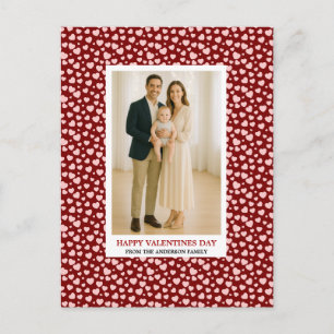 Cartão Postal De Festividades Corações com Foto da Família Personalizada no Dia