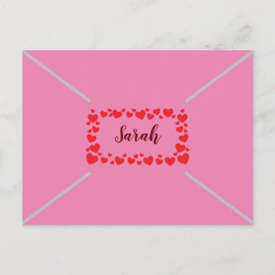 Cartão Postal De Festividades Corações Cor-de-Rosa Customizáveis Dia dos Namorad