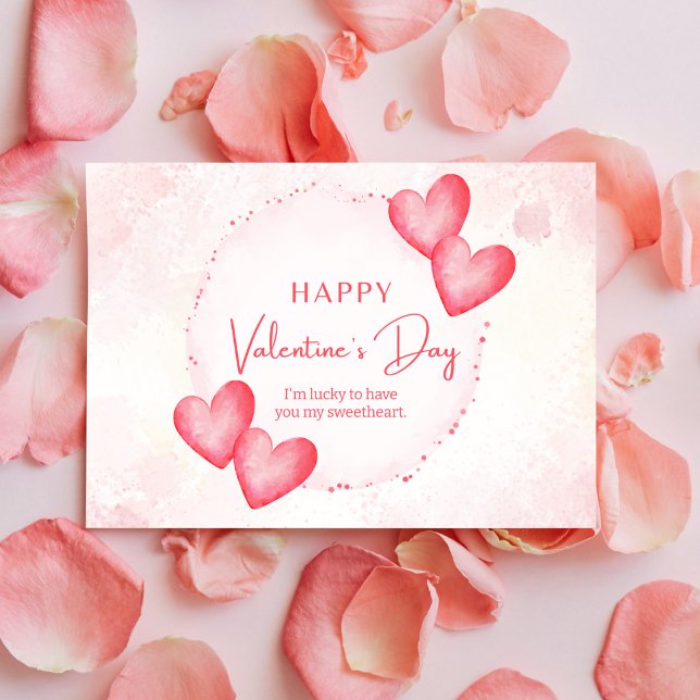 Cartão Postal De Festividades Corações de Cores Aquáticas Whimsical (Criador carregado)