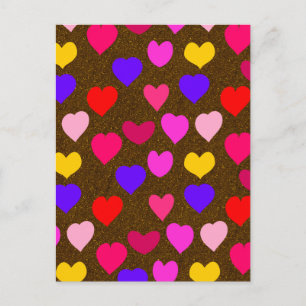 Cartão Postal De Festividades Corações Divertidos Coloridos para Dias de os namo