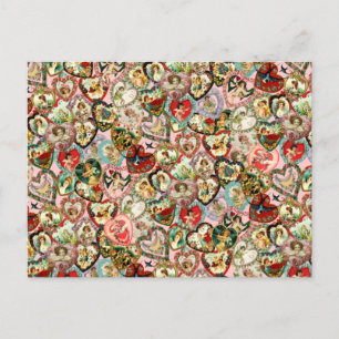 Cartão Postal De Festividades Corações do Namorados Vintage