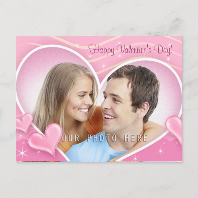 Cartão Postal De Festividades Corações especiais com a sua foto (Frente)