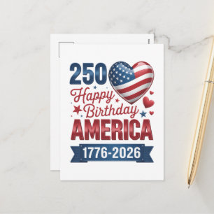 Cartão Postal De Festividades Corações EUA 1776 2026 4 de julho