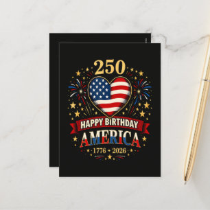 Cartão Postal De Festividades Corações EUA 1776 2026 4 De Julho