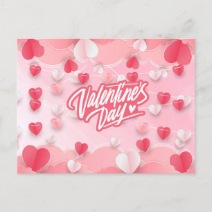 Cartão Postal De Festividades Corações Vermelhos Cor-de-Rosa feliz dia de os nam