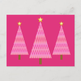 Cartão Postal De Festividades Coral Rosa Ombre árvores de Natal modernas