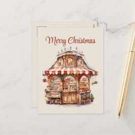 Cartão Postal De Festividades Cores d'água da padaria de Natal adicionar texto