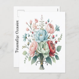 Cartão Postal De Festividades Cores de Pastel Suave de Buquê de Flor Molhada Ele
