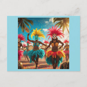 Cartão Postal De Festividades Cores do carnaval de Aruba voam