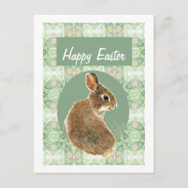 Cartão Postal De Festividades Cores Moles De Pastel De Coelho De Coelho Com Aqua