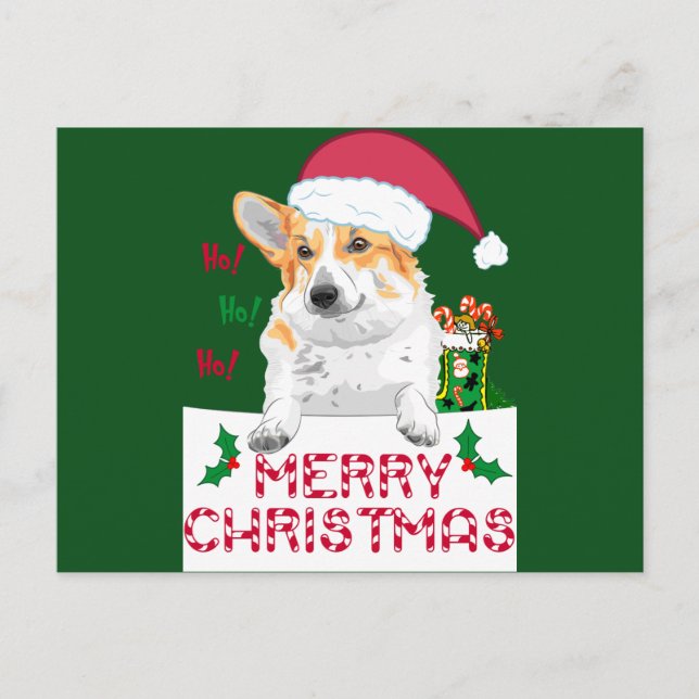 Cartão Postal De Festividades Corgi do Natal (Frente)