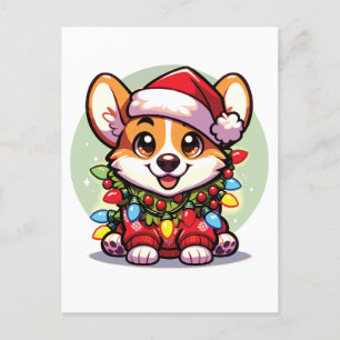 Cartão Postal De Festividades Corgi Feliz Natal Animais de inverno Corgis
